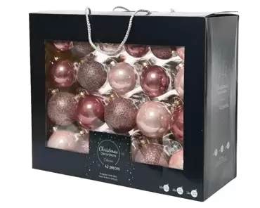 Kerstbal glas roze/kleur(en) 42 stuks D7cm