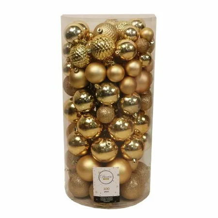 Kerstballen set 100-delig | light gold | kunststof / onbreekbaar | diverse maten